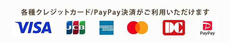 各種クレジットカード/PayPay決済がご利用いただけます